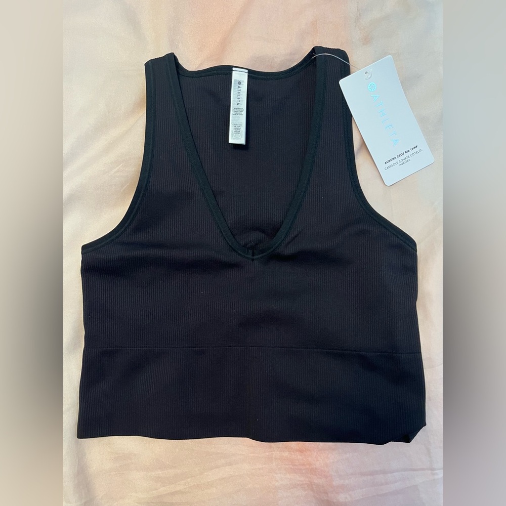 NEW ATHLETA Aurora Crop Rib Tank Sports Bra S